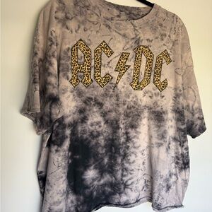 Women’s XL AC/DC Tie-Dye Tee with Leopard Logo
